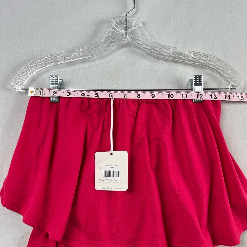 Davi & Dani Romper Womens Small Fuchsia Strapless Ruffle Elastic Waist Pink NEW - Picture 12 of 15
